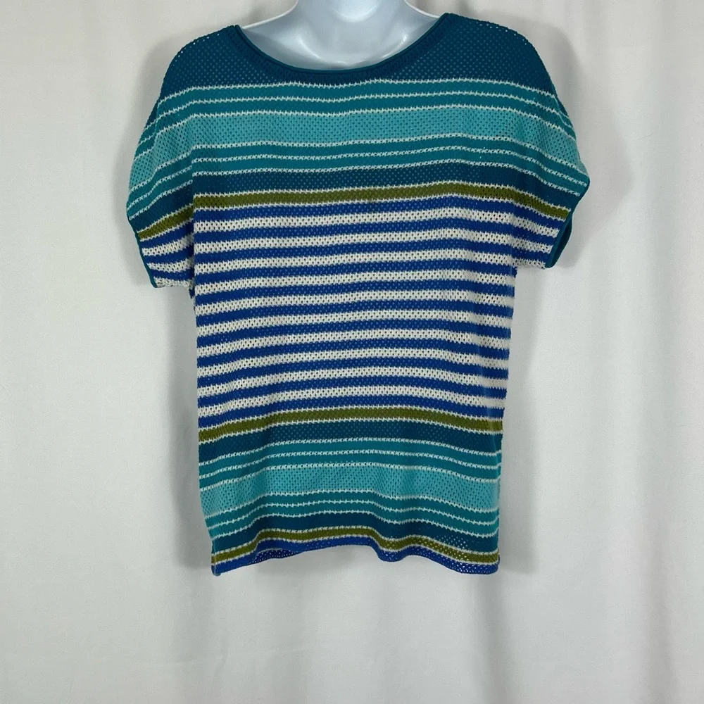 Tommy Bahama Cotton loose weave striped short sleeve shirt S - Picture 7 of 10